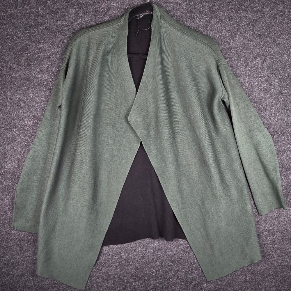 Eileen Fisher Women's Sage Green Open Front Cardigan Silk Cotton Blend Size XS